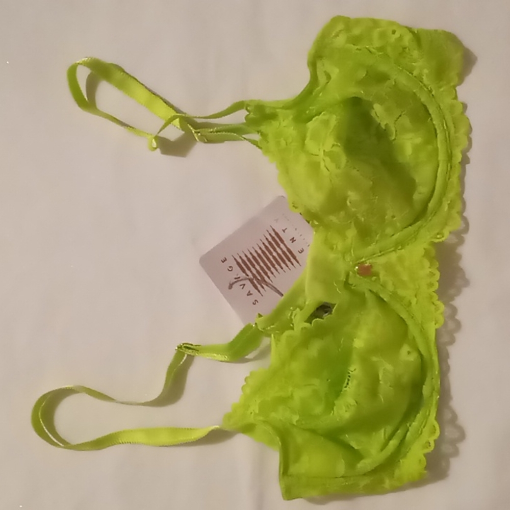 Savage x Fenty lime lace green bra, 34C cup